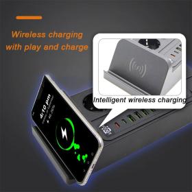 Multiprise 3000W 4 Prises, 4 Ports USB, 2 Ports Type-C avec Charge Sans Fil – مقبس طاقة مع شحن لاسلكي